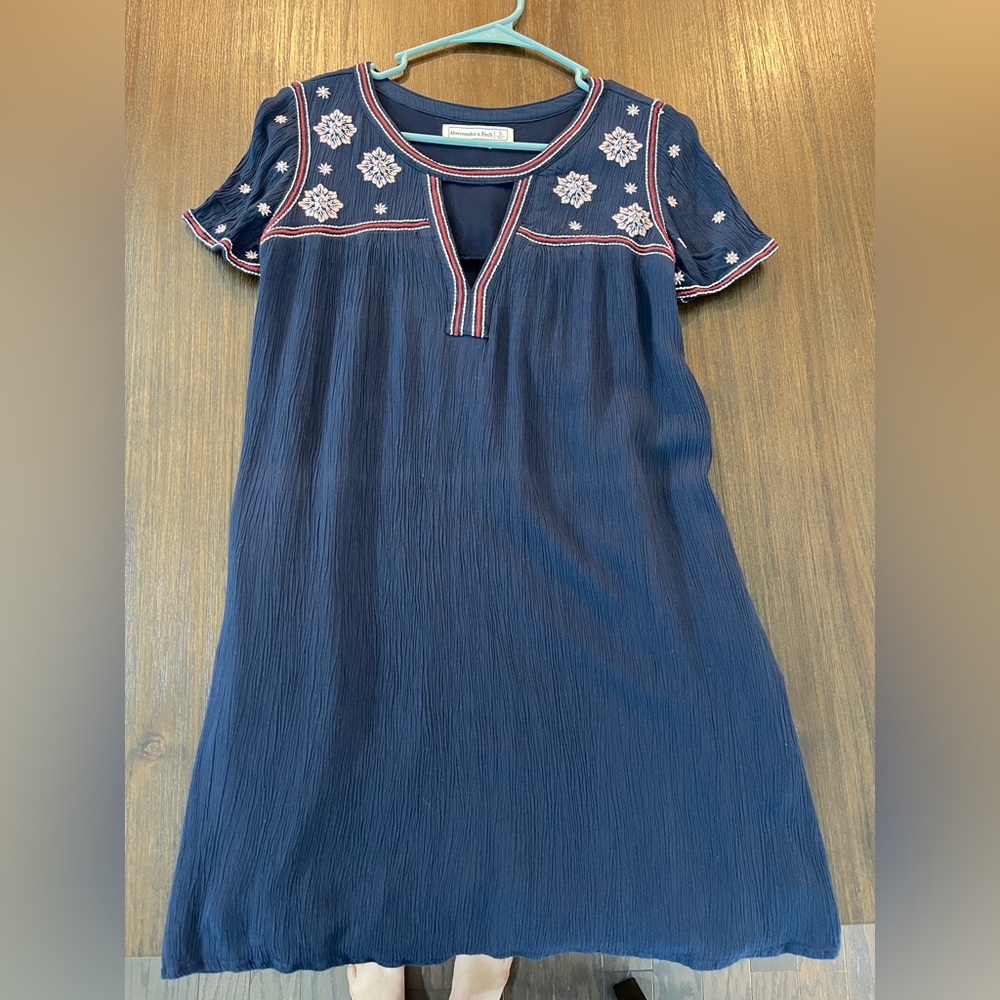 Abercrombie & Fitch Navy Blue Embroidered Dress